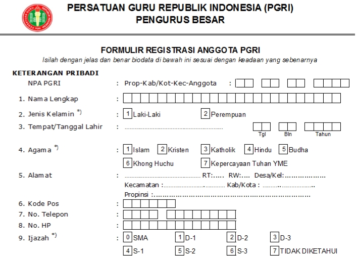 Pendaftaran PGRI Tabalong - Persatuan Guru Republik Indonesia Cabang Tabalong